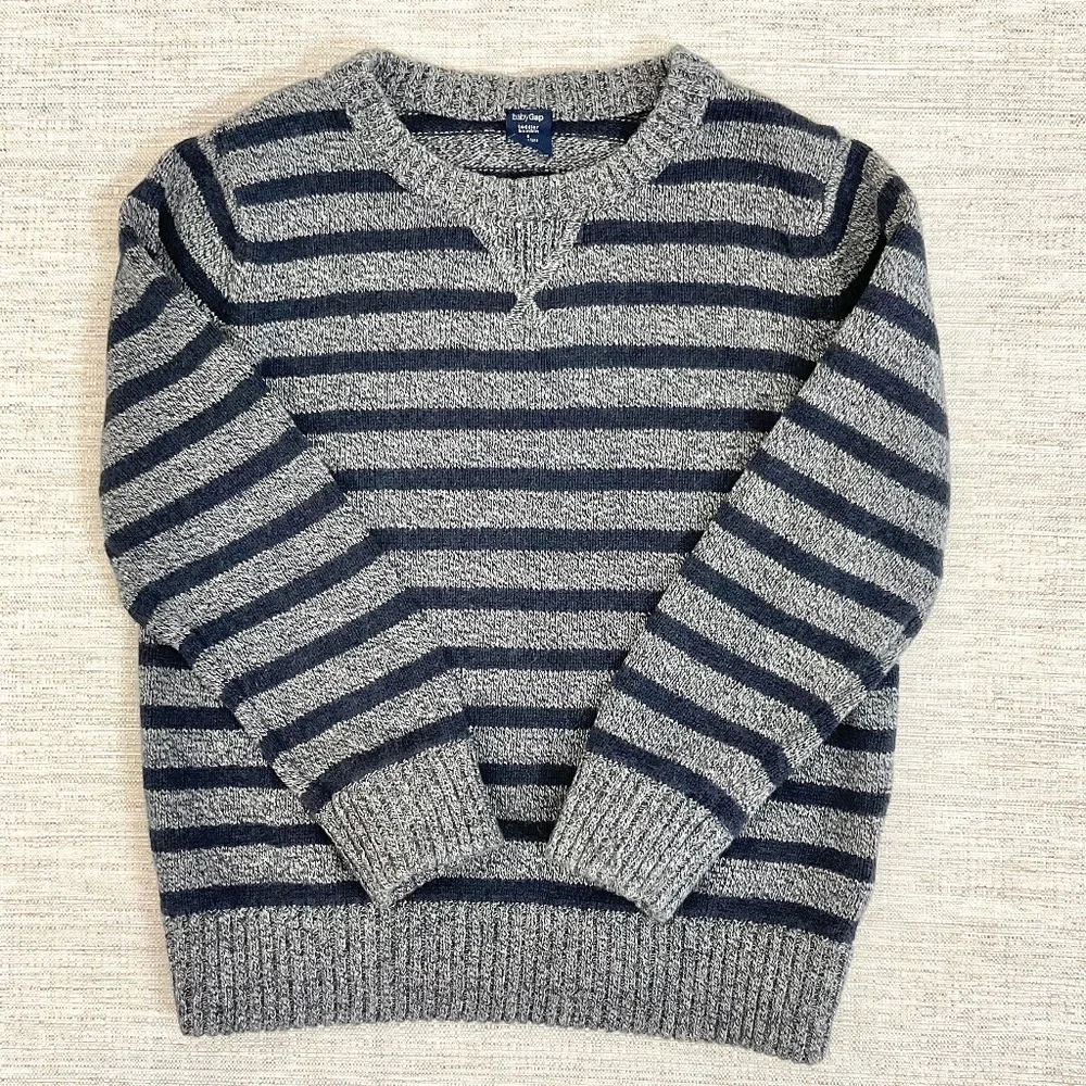 Gap Grey and Navy Striped Sweater Size 4 Years